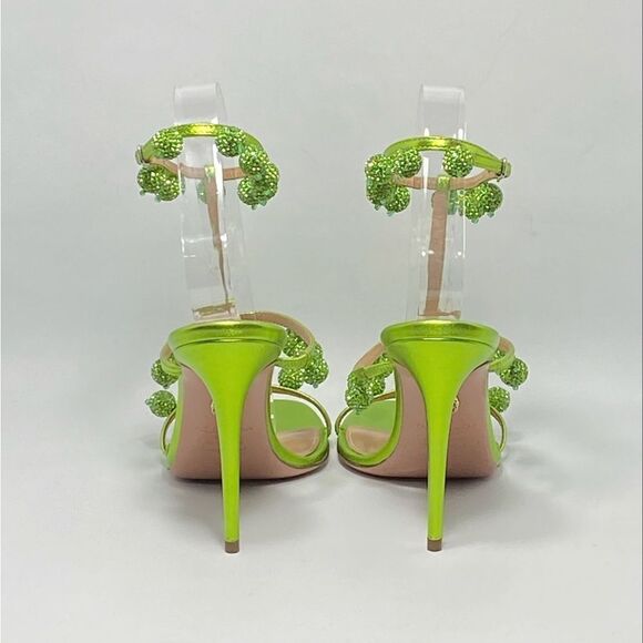 Aquazzura Cha Cha Cha Metallic Leather Sandals size 37.5 - Picture 9 of 12